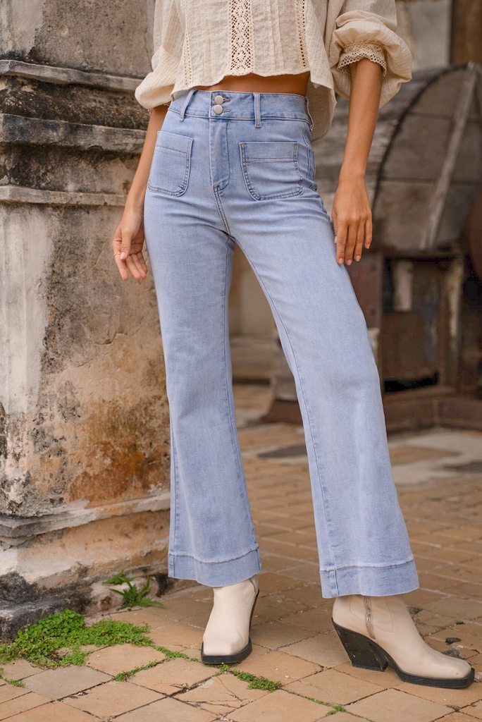 Jeans flare court - Elenette - bleu moyen clair — vue 4