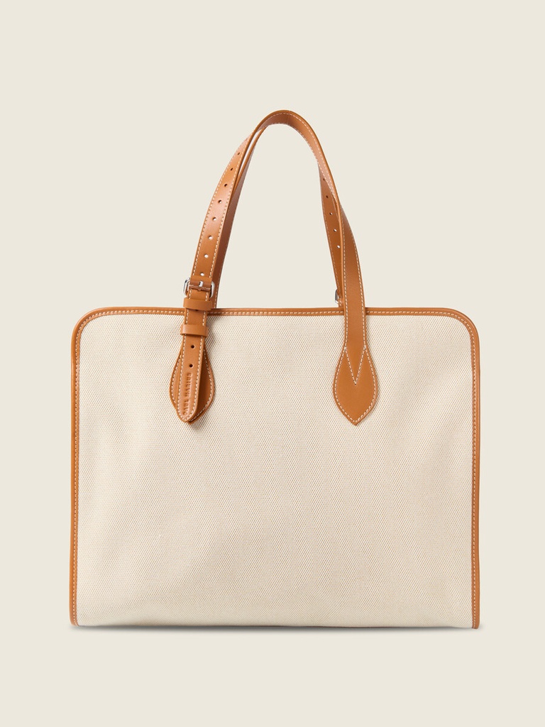 Grand sac cabas femme - Paul Marius - LeCabas L - Escapade - Toile Beige — vue 3