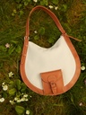 Sac cuir hobo noir femme - Paul Marius - LeHobo M - Escapade - Toile Beige — vue 6