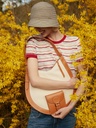 Sac cuir hobo noir femme - Paul Marius - LeHobo M - Escapade - Toile Beige — vue 7
