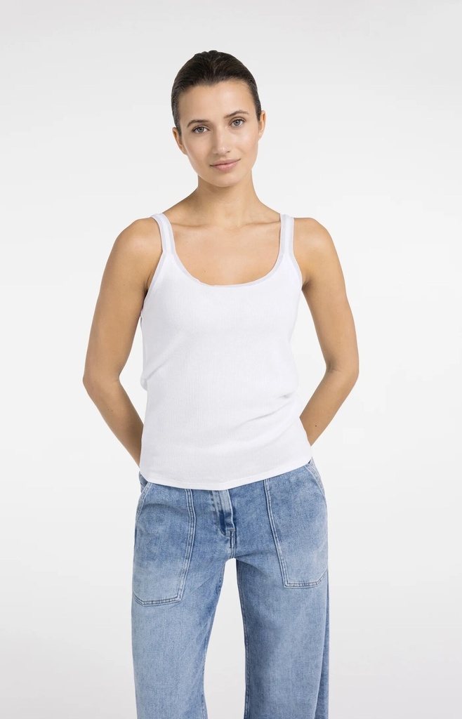 Débardeur avec finition en maille filet - YAYA - blanc — vue 3