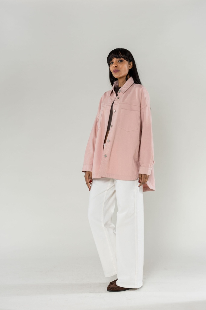 Surchemise en jeans oversized - Max - Bois de rose — vue 4