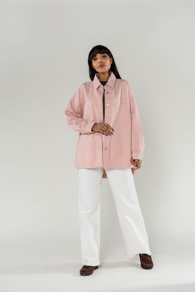 Surchemise en jeans oversized - Max - Bois de rose — vue 7