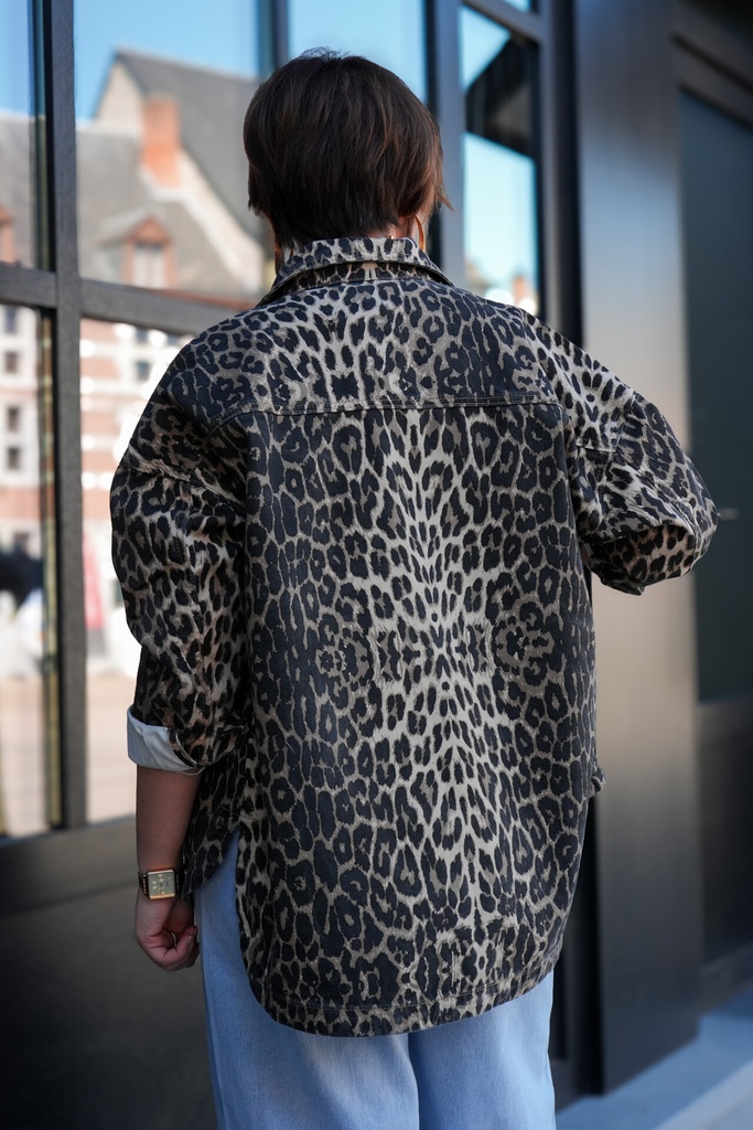 Surchemise en jeans oversized - Max - Léopard camel — vue 4