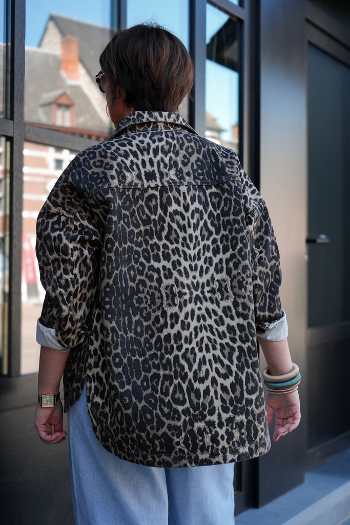 Surchemise en jeans oversized - Max - Léopard camel — vue 5