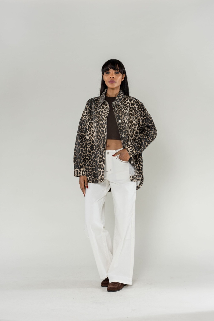 Surchemise en jeans oversized - Max - Léopard camel — vue 6