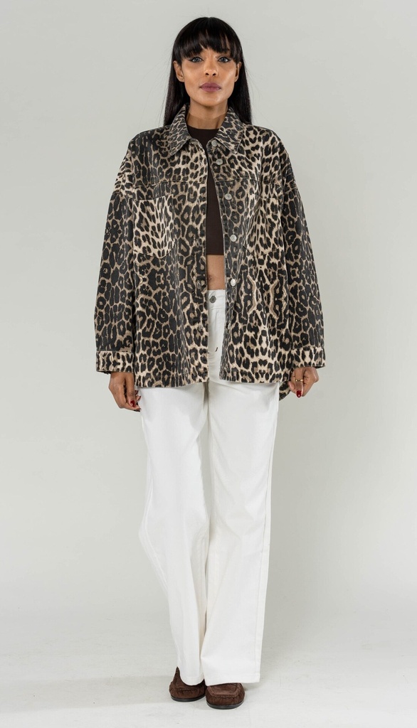 Surchemise en jeans oversized - Max - Léopard camel — vue 7