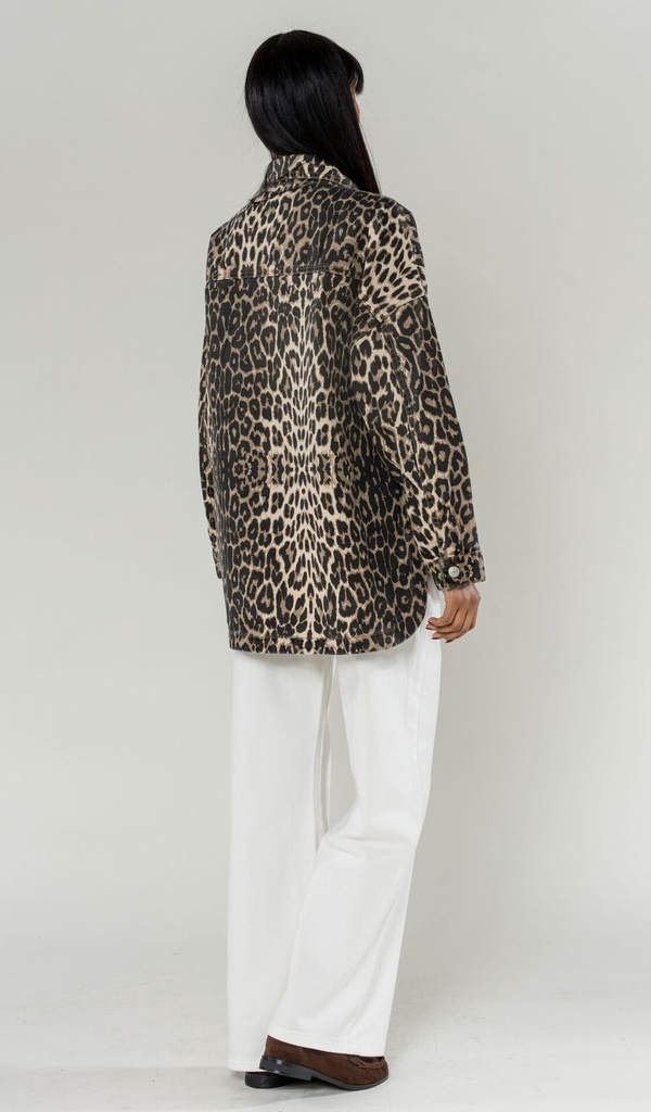 Surchemise en jeans oversized - Max - Léopard camel — vue 9
