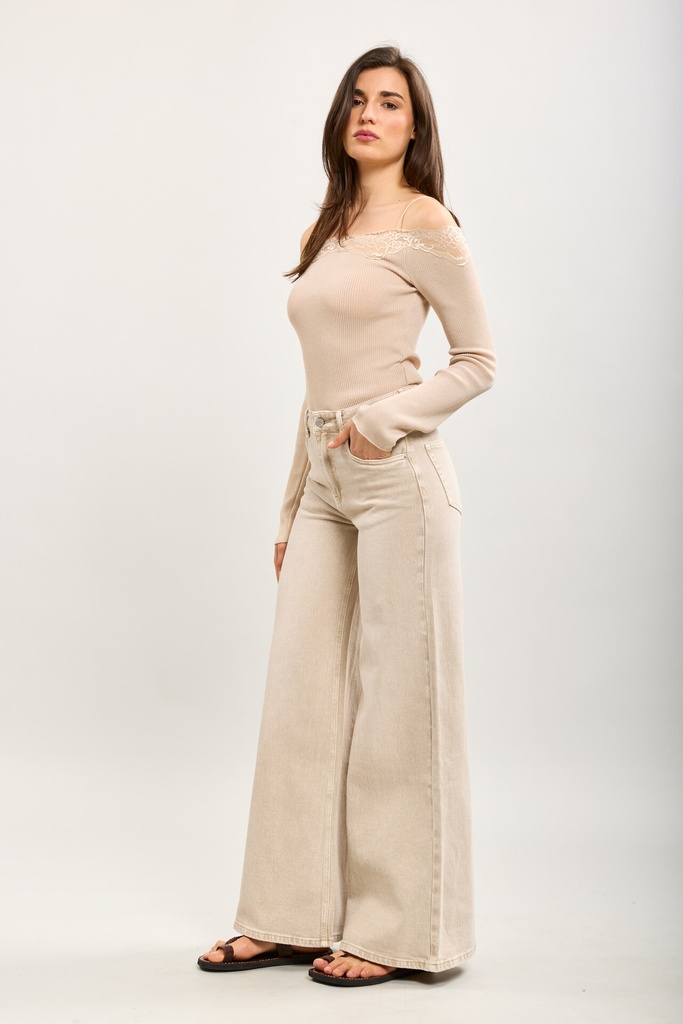 Jeans extra wide leg - Emilia - Beige — vue 3