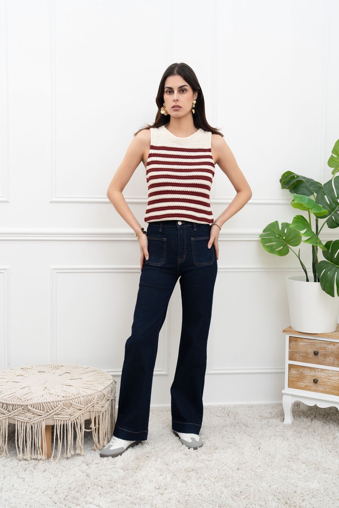 Jeans droit avec poches appliquées - Loris - bleu brut — vue 2