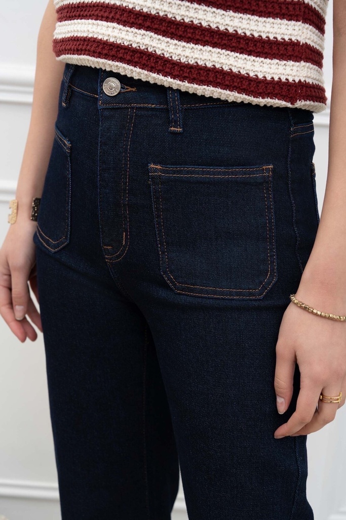 Jeans droit avec poches appliquées - Loris - bleu brut — vue 3