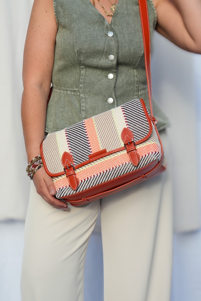 Sac bandoulière en cuir femme - Paul Marius - Loulou Raphia - Multicolore — vue 3