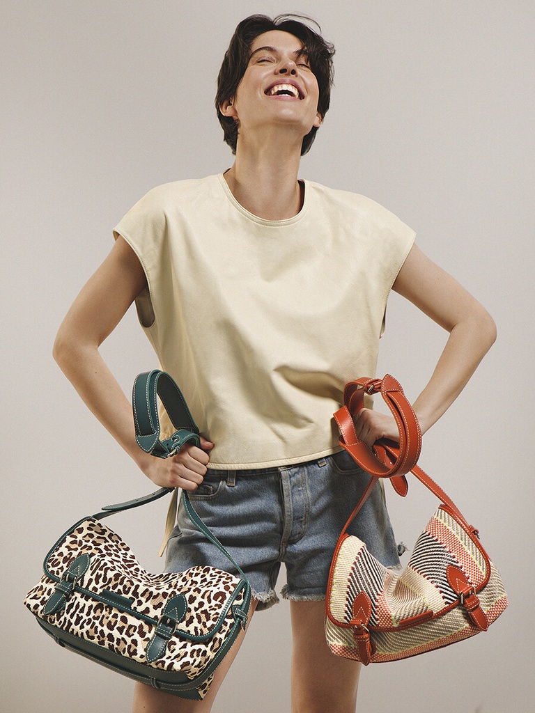 Sac bandoulière en cuir femme - Paul Marius - Loulou Raphia - Multicolore — vue 7