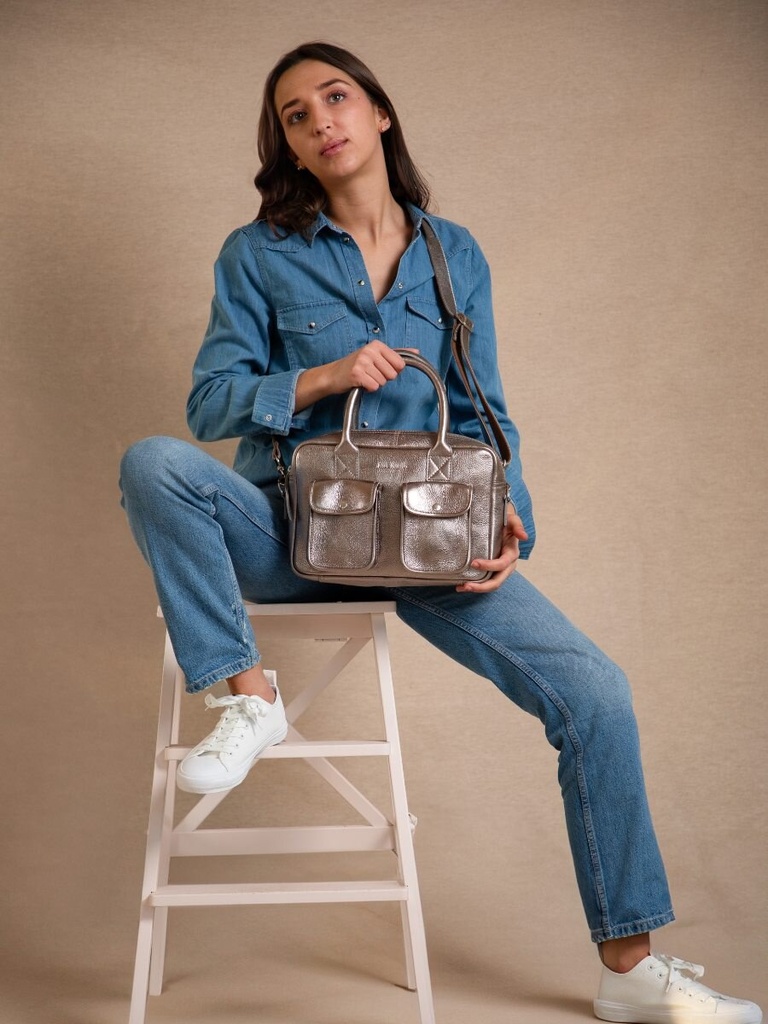 Sac cours multipoches cuir cuivré pour femme LeDandy S - Acier — vue 2