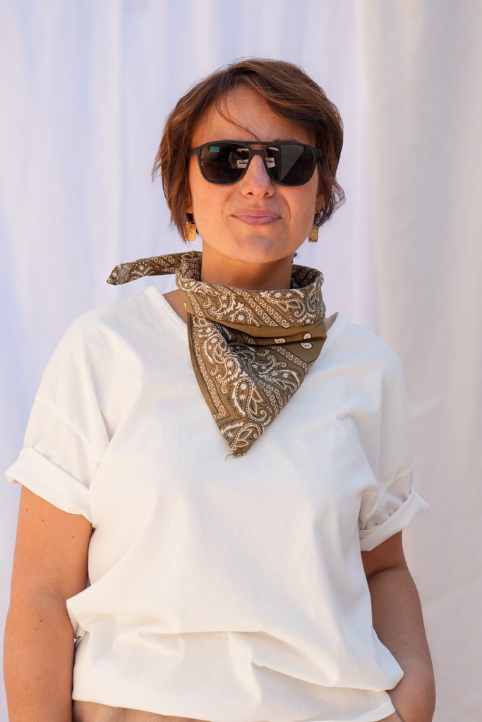 Petit foulard carré type bandana - Khaki