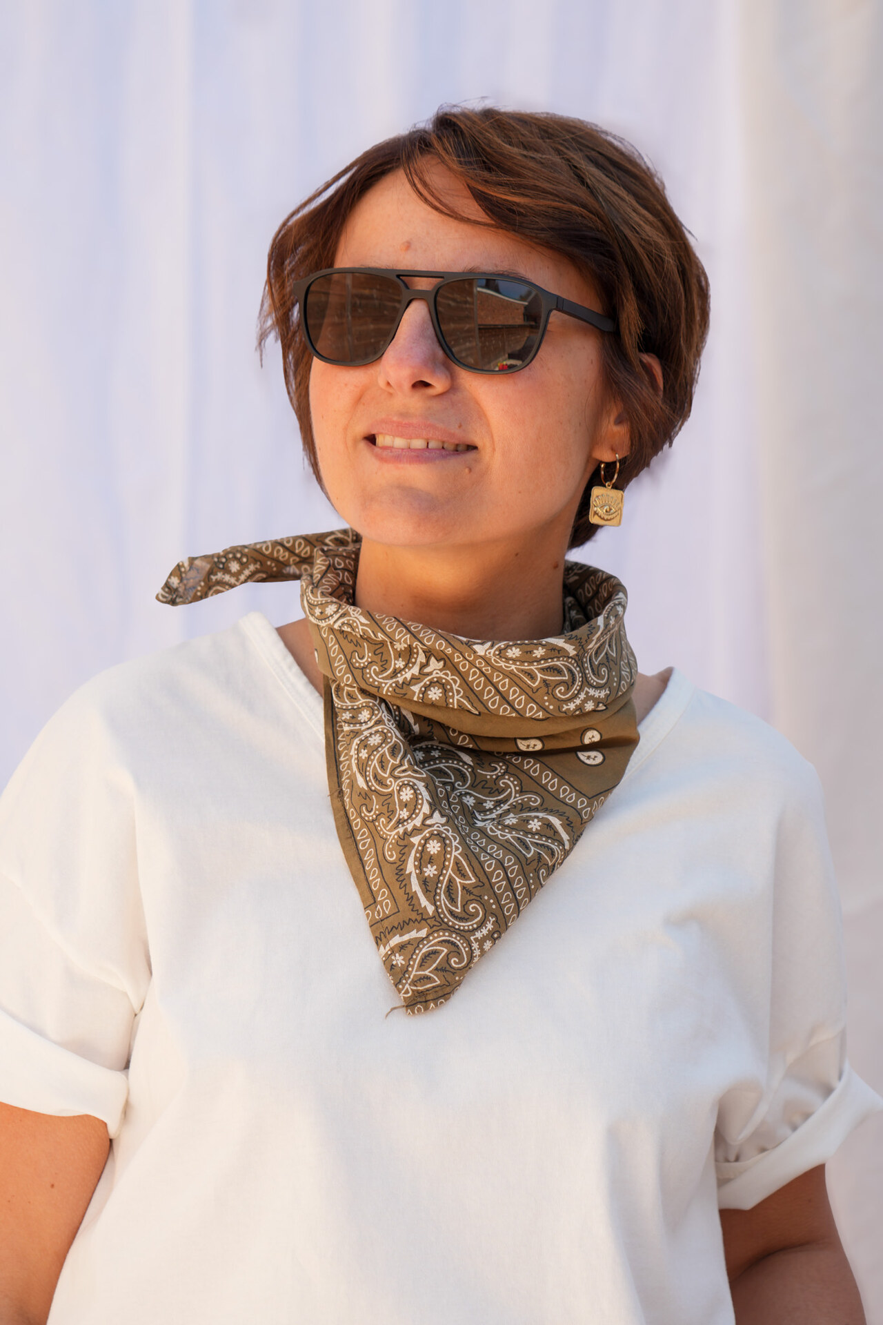 Petit foulard carré type bandana - Khaki — vue 3