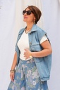 Veste en jeans sans manche oversize - Célia - Bleu — vue 2