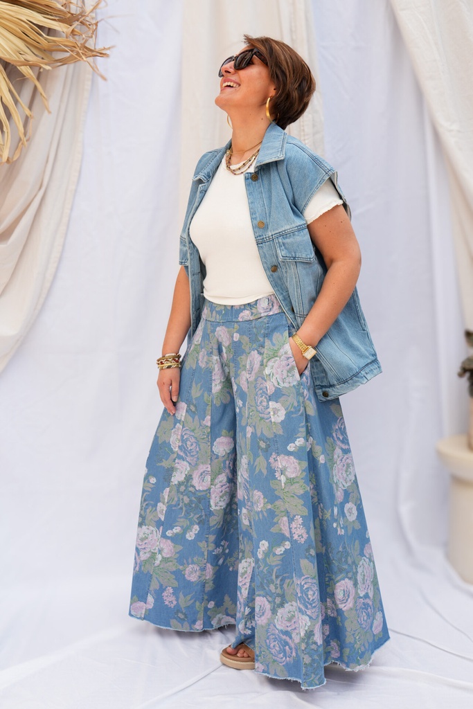 Veste en jeans sans manche oversize - Célia - Bleu — vue 5