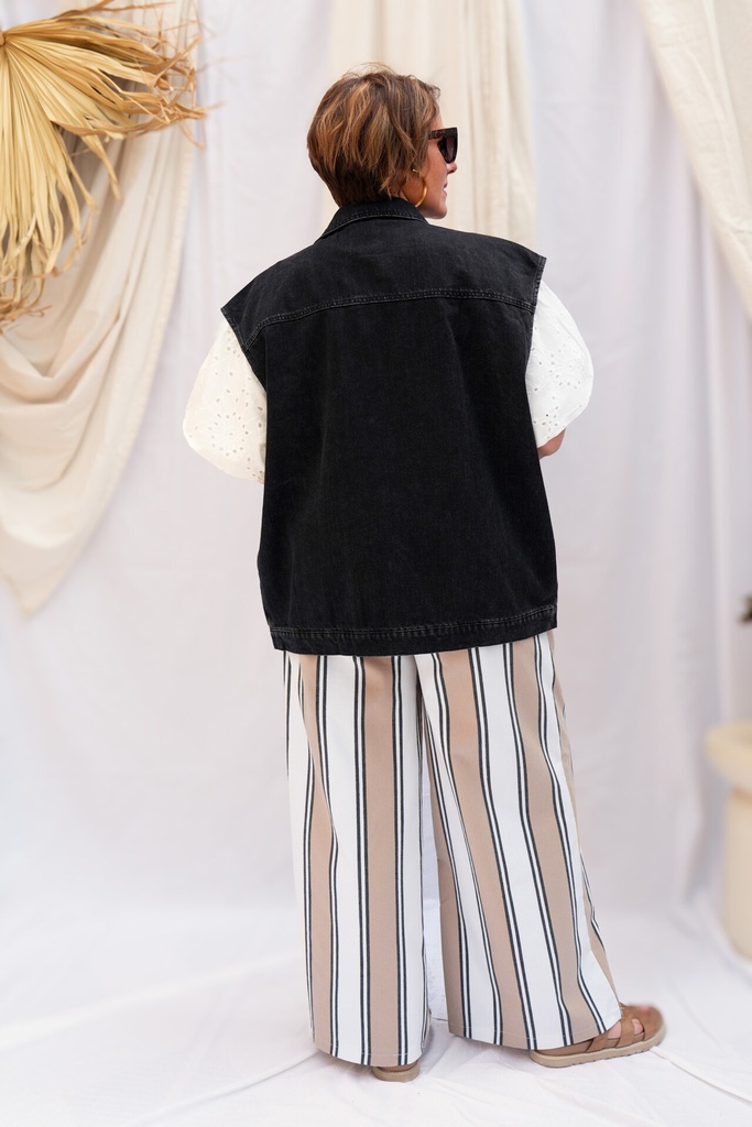 Veste en jeans sans manche oversize - Célia - Noir — vue 3