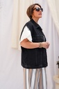 Veste en jeans sans manche oversize - Célia - Noir — vue 4