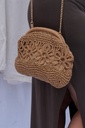 Sac pochette - Raphia fleurs - brun — vue 2