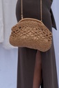 Sac pochette - Raphia fleurs - brun — vue 3
