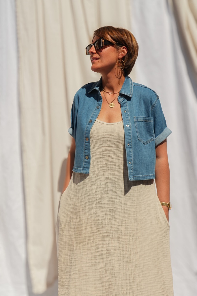 Veste en jeans courte - Maya - bleu moyen — vue 2