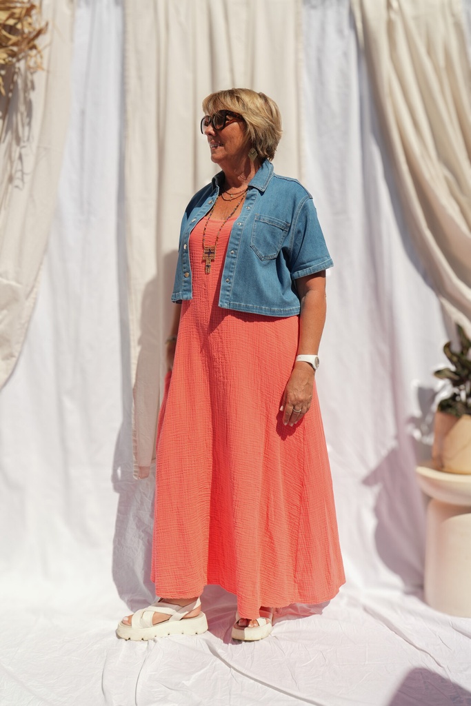 Veste en jeans courte - Maya - bleu moyen — vue 5