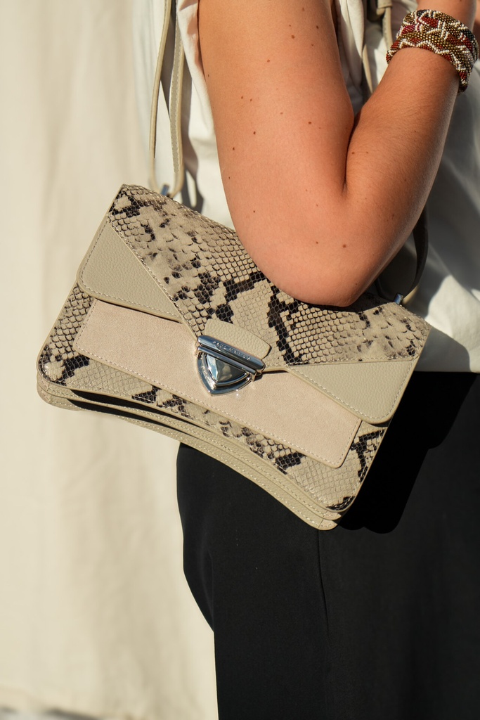 Sac à main cuir marron femme - Paul Marius - Madame George - Python Galet — vue 4