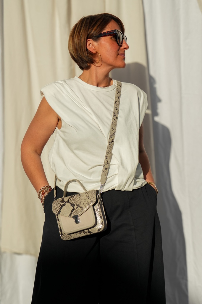 Sac à main cuir noir - Paul Marius - Mademoiselle XS George Python - Galet — vue 3