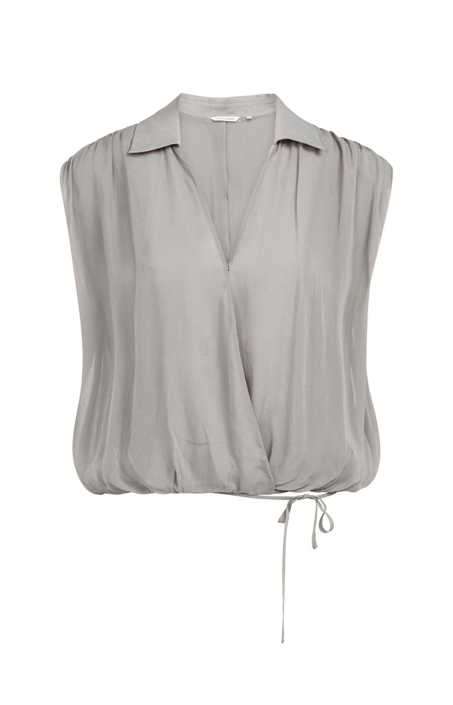 Chemise cache-cœur sans manches, finition nouée - YAYA - Storm Cloud Grey — vue 2