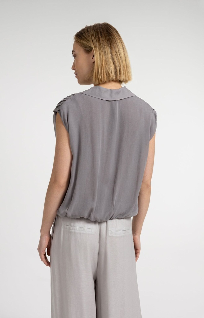 Chemise cache-cœur sans manches, finition nouée - YAYA - Storm Cloud Grey (vue 4)