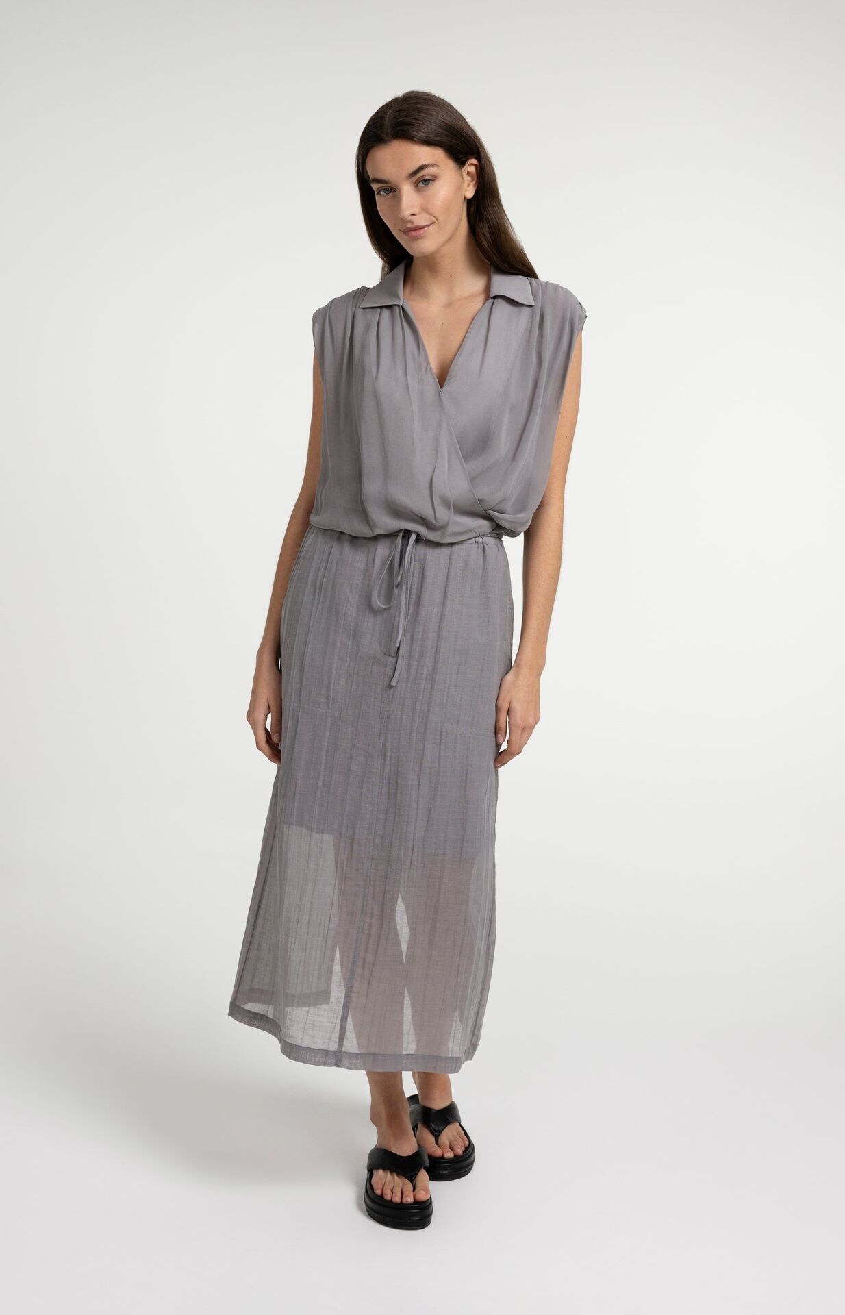 Chemise cache-cœur sans manches, finition nouée - YAYA - Storm Cloud Grey — vue 7