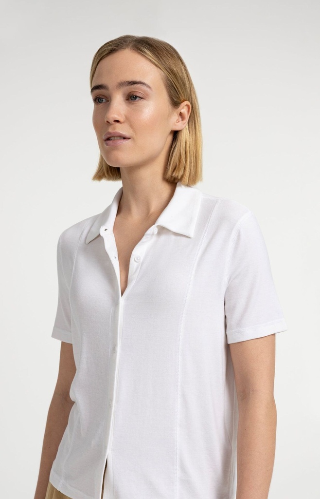 Chemise en jersey, manches courtes, coutures apparentes - YAYA - Pure White — vue 4