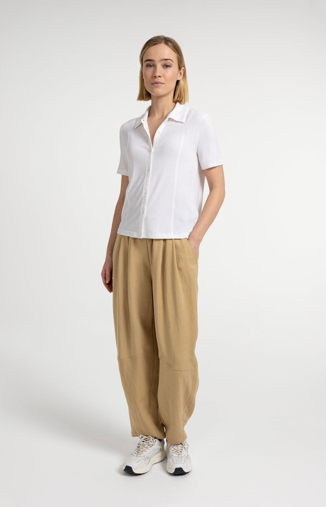 Chemise en jersey, manches courtes, coutures apparentes - YAYA - Pure White — vue 5