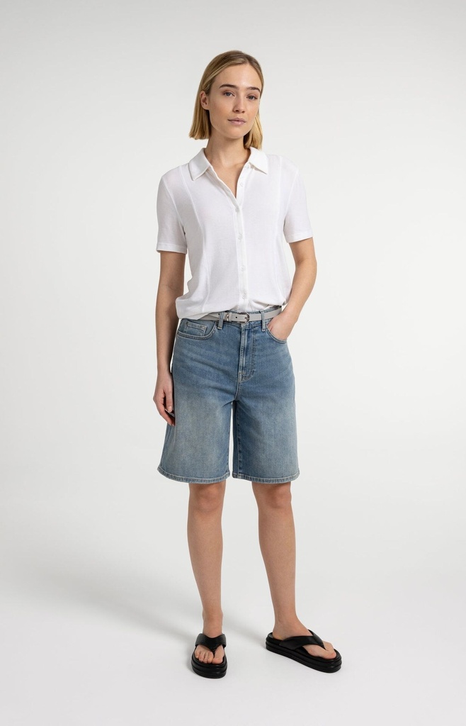 Chemise en jersey, manches courtes, coutures apparentes - YAYA - Pure White — vue 6