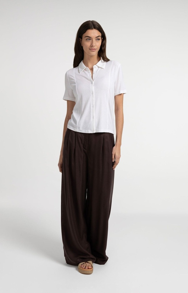 Chemise en jersey, manches courtes, coutures apparentes - YAYA - Pure White — vue 7