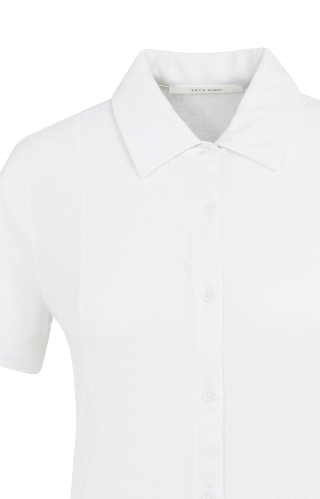 Chemise en jersey, manches courtes, coutures apparentes - YAYA - Pure White — vue 9