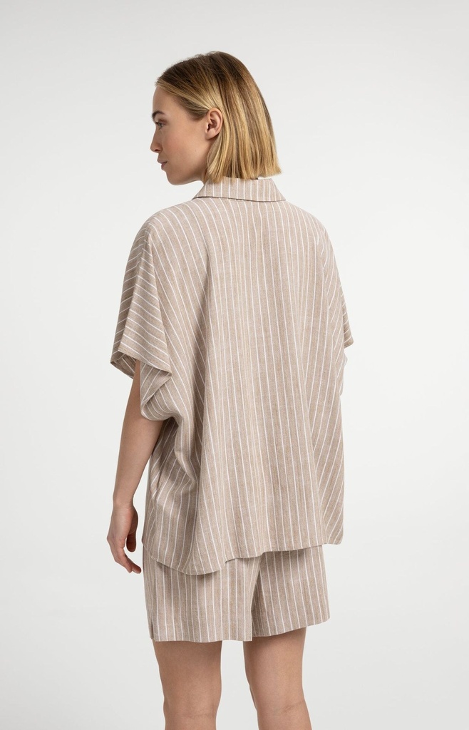 Chemise manches courtes à rayures - YAYA - Safari Brown Dessin — vue 5