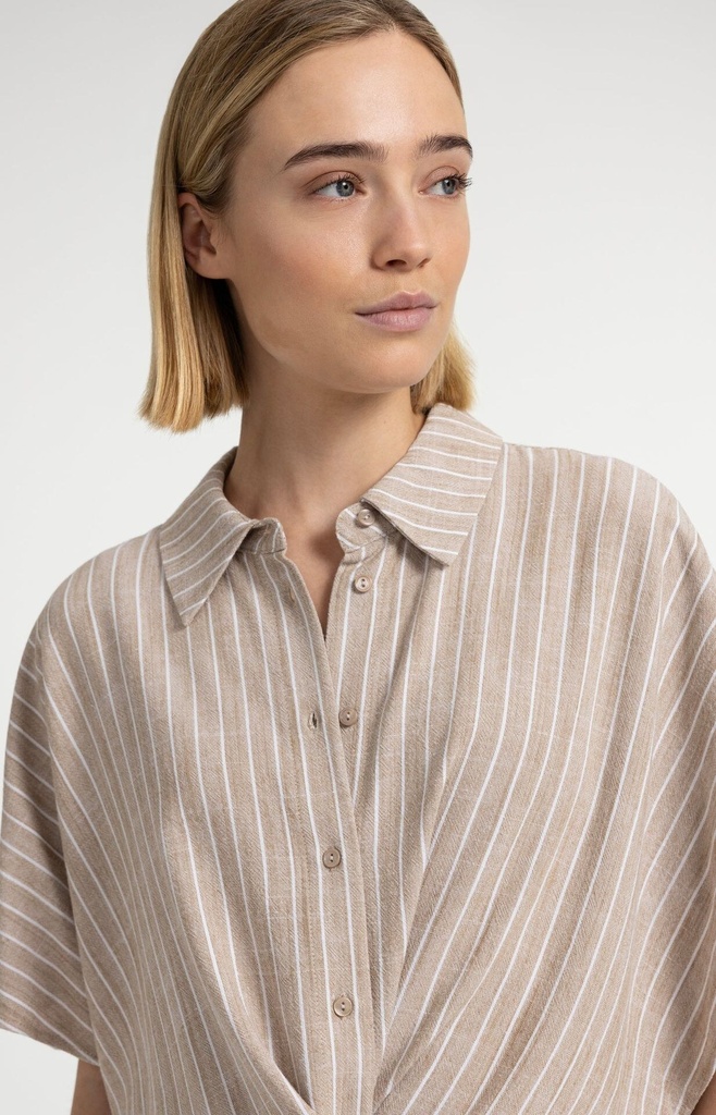Chemise manches courtes à rayures - YAYA - Safari Brown Dessin — vue 6