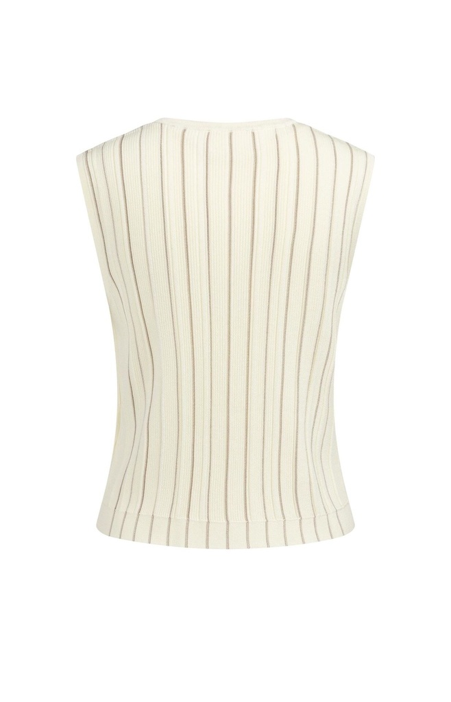 Gilet rayé sans manches, en maille à col V - YAYA - Pure White Dessin — vue 5