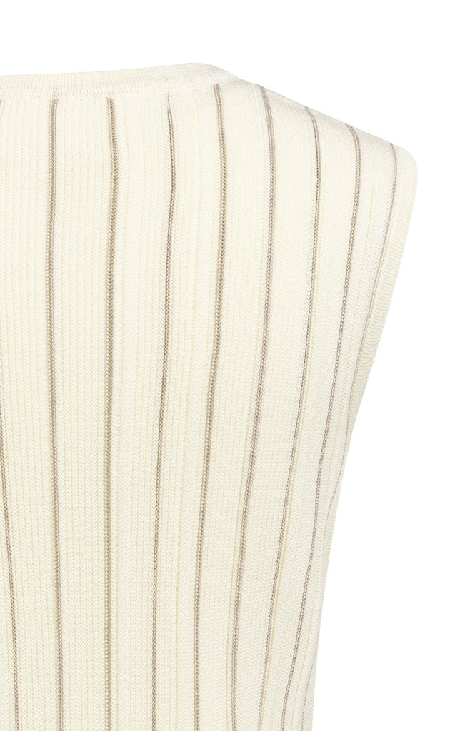Gilet rayé sans manches, en maille à col V - YAYA - Pure White Dessin — vue 6