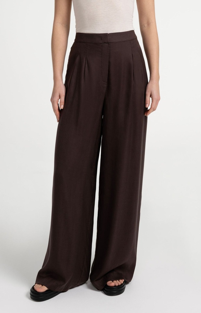 Pantalon large avec élastique au dos - YAYA - Aubergine Purple — vue 2
