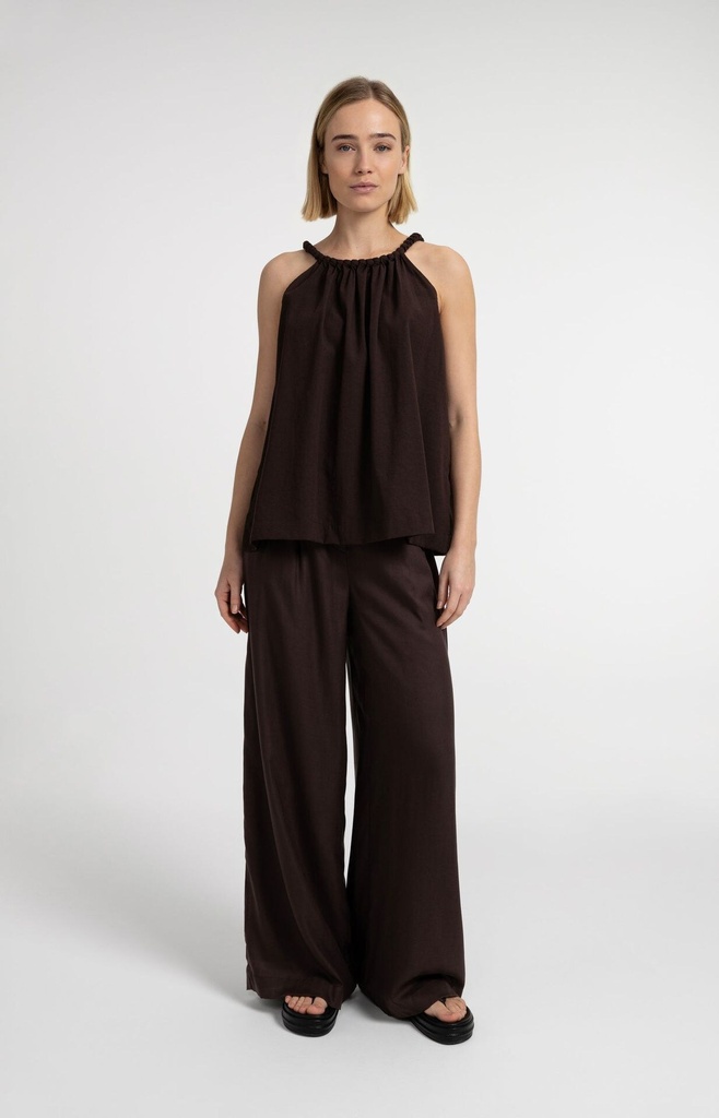 Pantalon large avec élastique au dos - YAYA - Aubergine Purple — vue 7