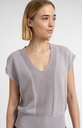 Pull col V en maille texturée - YAYA - Alabaster Gray Melange — vue 6