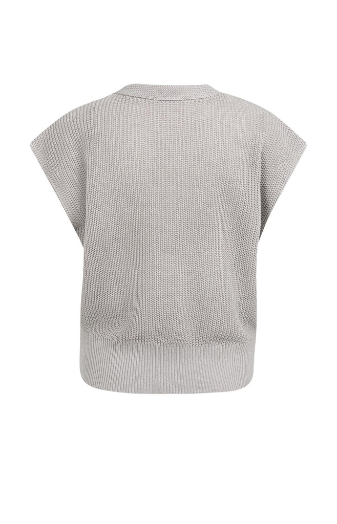 Pull col V en maille texturée - YAYA - Alabaster Gray Melange — vue 8