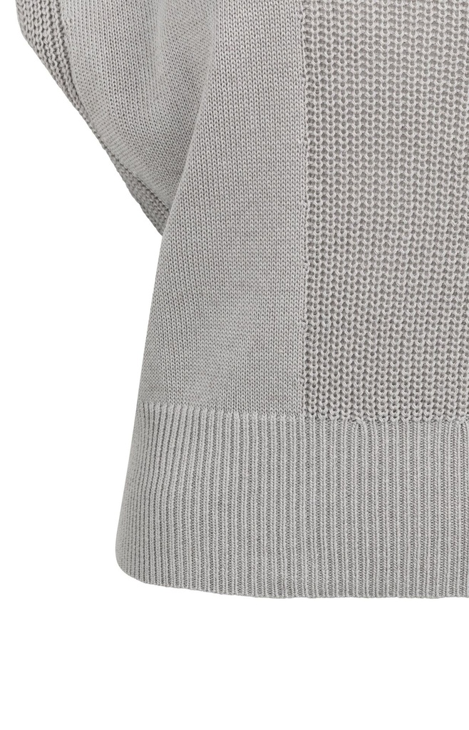 Pull col V en maille texturée - YAYA - Alabaster Gray Melange — vue 9