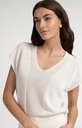 Pull col V en maille texturée - YAYA - Milk Beige Melange — vue 4