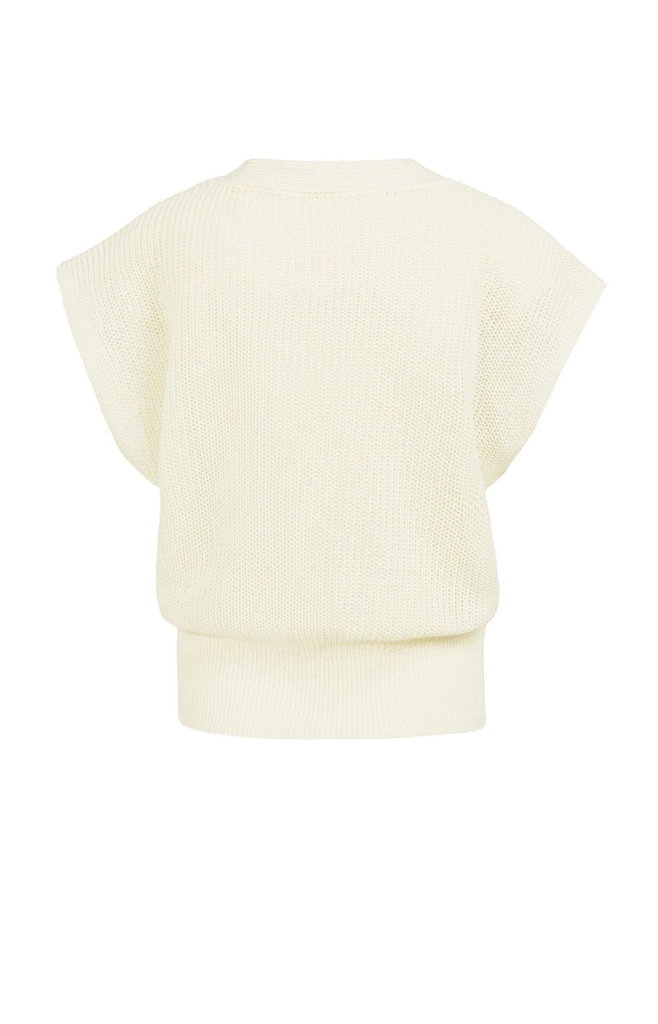Pull col V en maille texturée - YAYA - Milk Beige Melange — vue 7