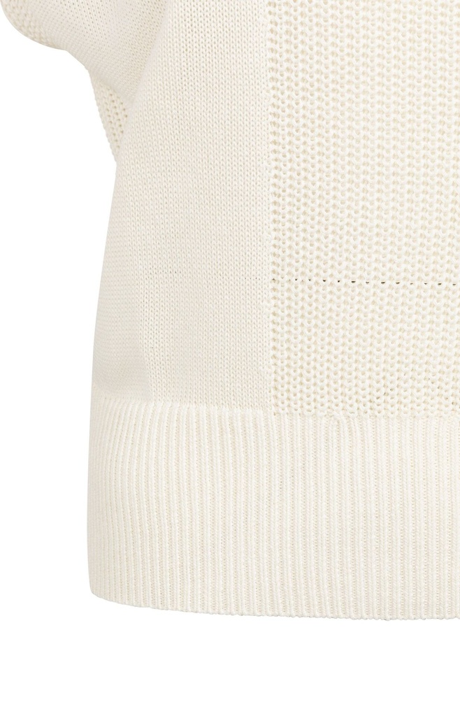 Pull col V en maille texturée - YAYA - Milk Beige Melange — vue 8